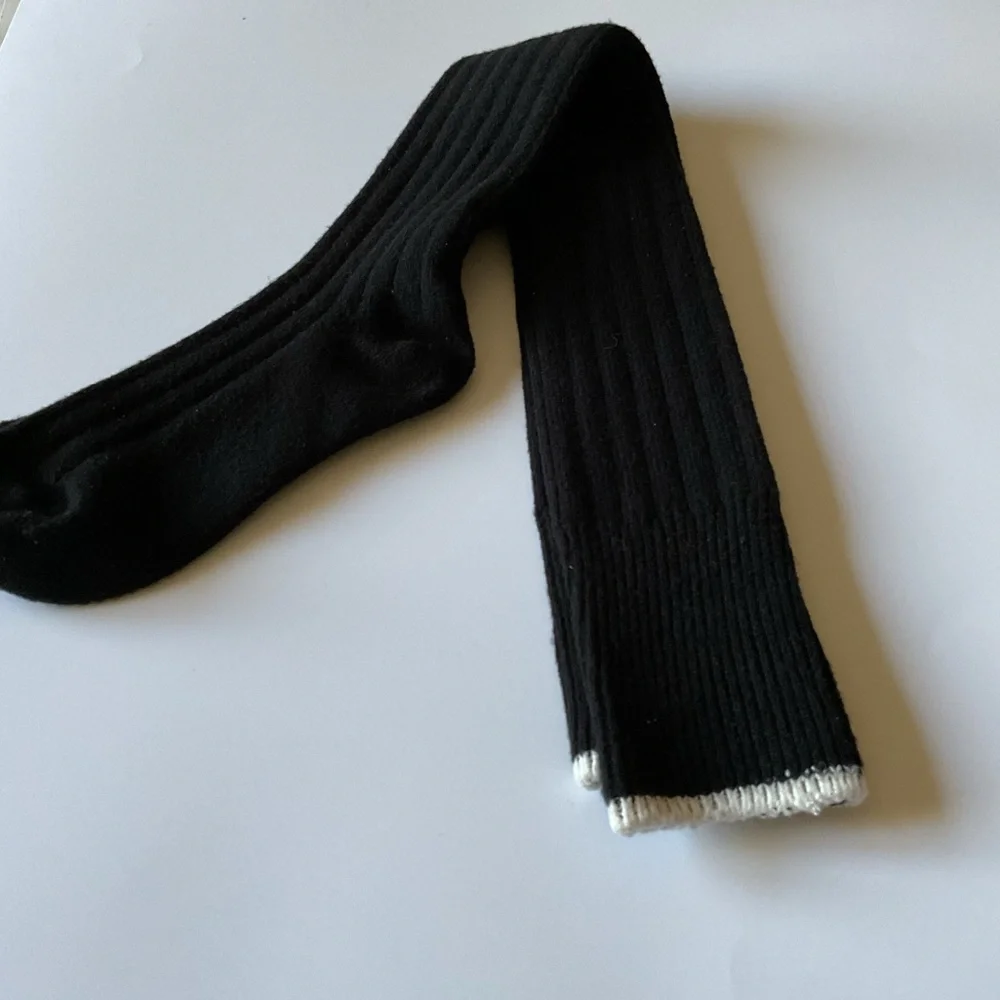 NORDSTROM ABOUND WOMENS OVER THE KNEE SOCKS BLACK WITH WHITE HEM RIBBED OS NWOT